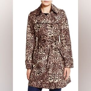 Via Spiga Leopard Print Double Breasted Belted Trench Coat - S
